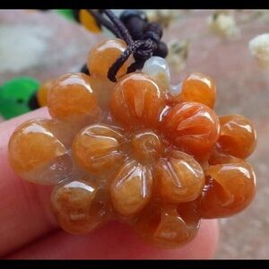 Elegant Orange Flower Pendant Necklace rose lotus certificate